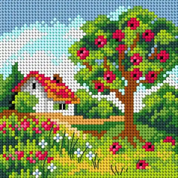 Handmade Needlepoint canvas for halfstitch without yarn Four Seasons - Summer 2842D - Printed Tapestry Canvas