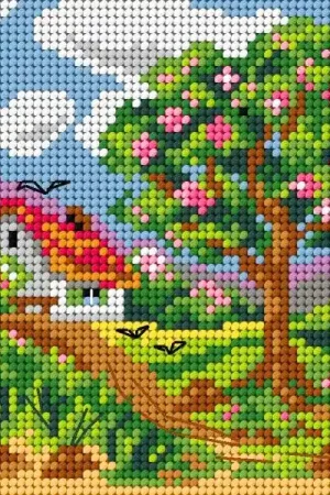 Needlepoint canvas for halfstitch without yarn Four Seasons - Spring 2841D - Printed Tapestry Canvas Trending