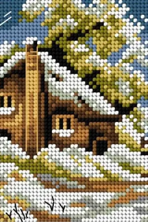 Certified Needlepoint canvas for halfstitch without yarn Winter 2564D - Printed Tapestry Canvas