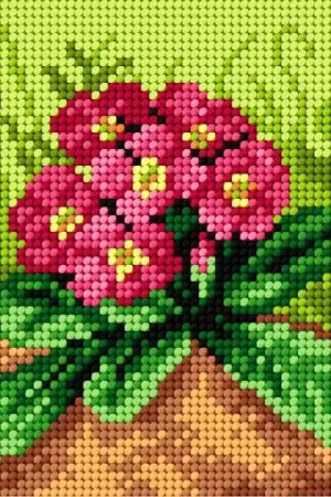 Needlepoint canvas for halfstitch without yarn Spring Primroses 2104D - Printed Tapestry Canvas Instant Buy