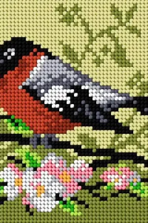 Price Drop Needlepoint canvas for halfstitch without yarn On a Branch of Apple Tree 2049D - Printed Tapestry Canvas