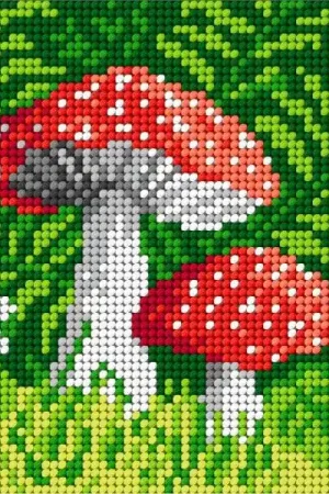 Needlepoint canvas for halfstitch without yarn Toadstools 1837D - Printed Tapestry Canvas High Quality