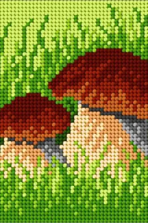Needlepoint canvas for halfstitch without yarn Mushrooms 1838D - Printed Tapestry Canvas Trusted Brand