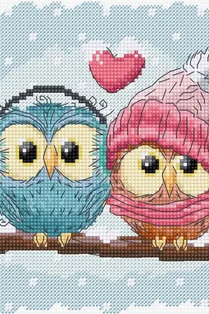 Two Cute Owls B1400L Counted Cross-Stitch Kit Luxury