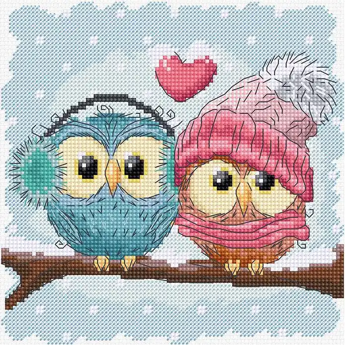 Two Cute Owls B1400L Counted Cross-Stitch Kit Luxury