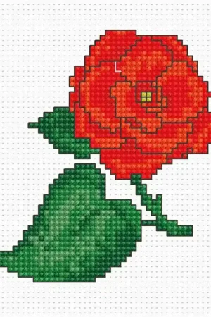 While Supplies Last Red Flower B019L Counted Cross-Stitch Kit