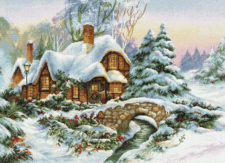 Winter landscape BU5001L Counted Cross-Stitch Kit Hot Picks