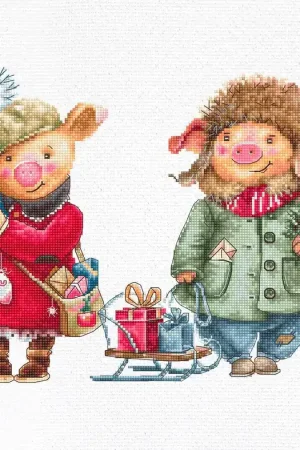 Affordable Christmas pigs B1161L Counted Cross-Stitch Kit
