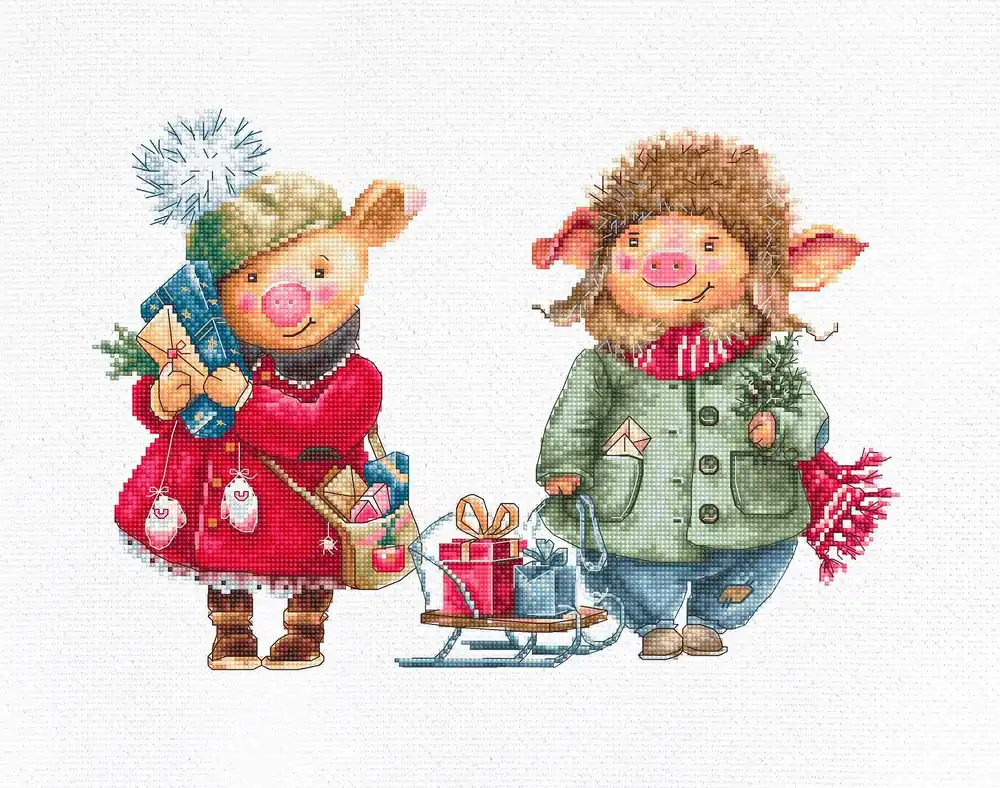Affordable Christmas pigs B1161L Counted Cross-Stitch Kit