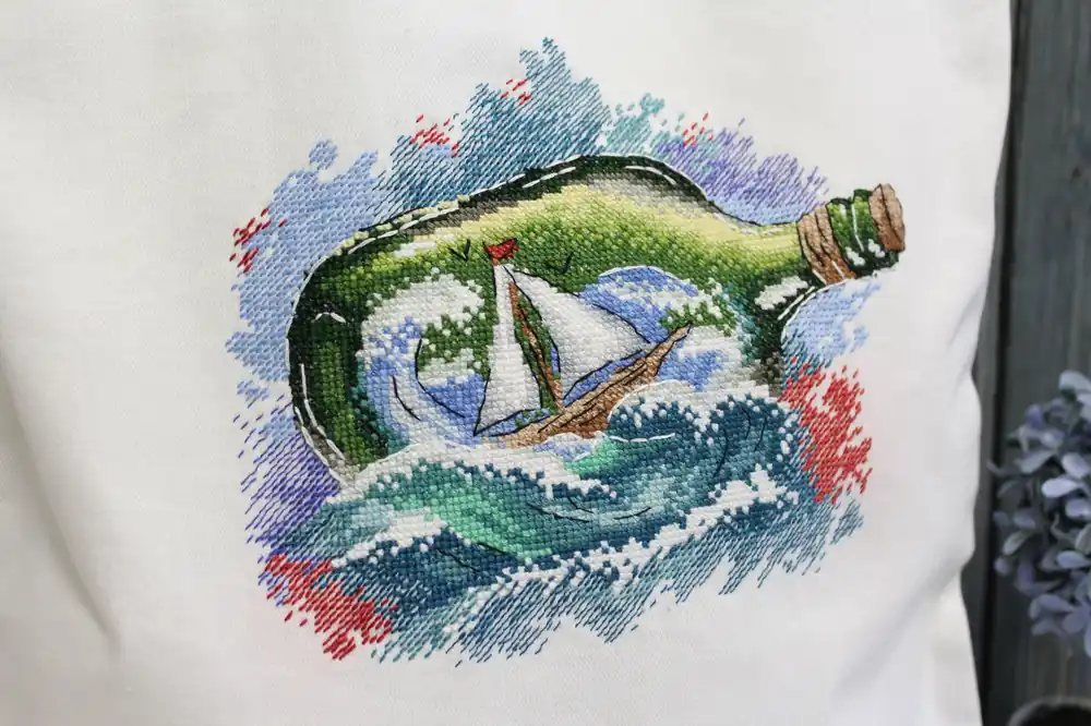 Message in a Bottle SV-684 Counted Cross Stitch Kit Handmade