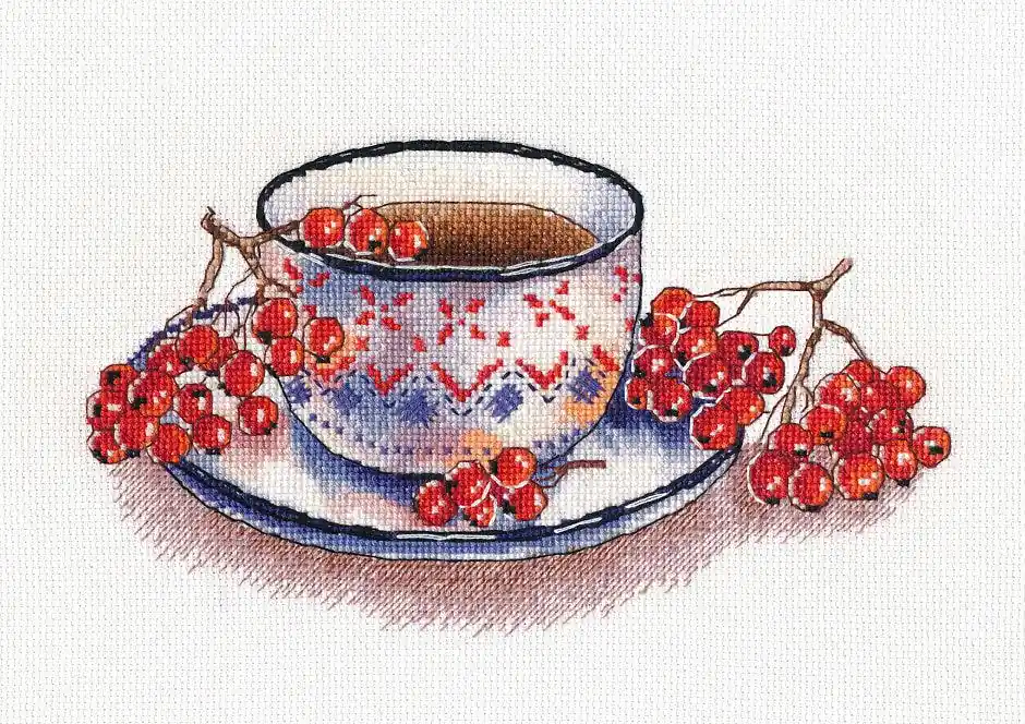 Rowanberry Tea 1452 Counted Cross Stitch Kit Money Back Guarantee