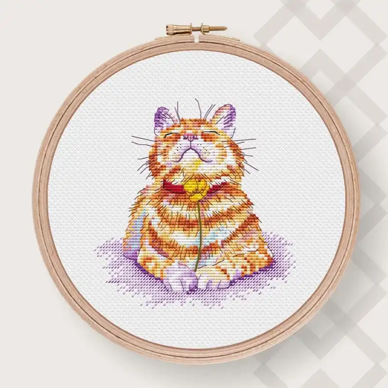 Ginger Cat Cross stitch pattern PDF for instant download Digital counted cross stitch chart Little Kitten Cross stitch design Buy Direct