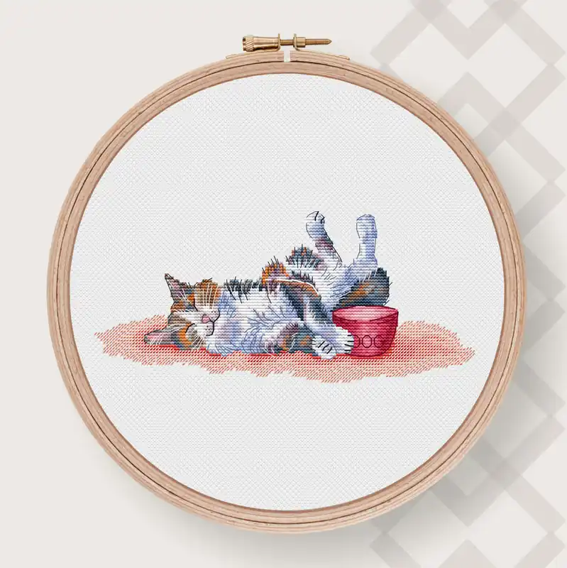 Kitten Cross stitch pattern PDF for instant download Digital counted cross stitch chart Little Thief Cross stitch design Certified