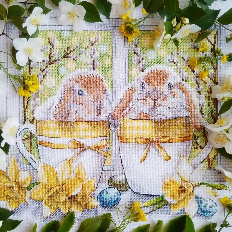 Express Delivery Easter bunnies Cross stitch pattern Rabbits Cross Stitch pdf Spring cross stitch pattern Modern Counted cross stitch Animal cross stitch