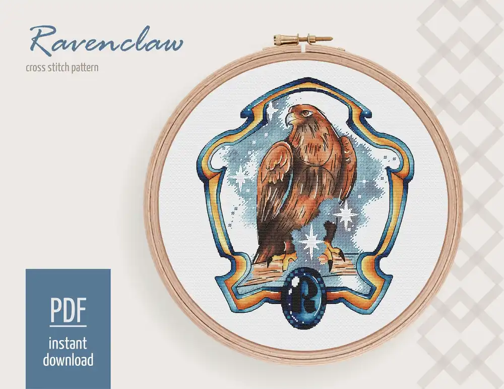 Wizard school emblem Cross stitch pattern, Fandom Cross Stitch Chart, Cross stitch pattern PDF, Needlepoint Pattern, Magic embroidery design Buy Today