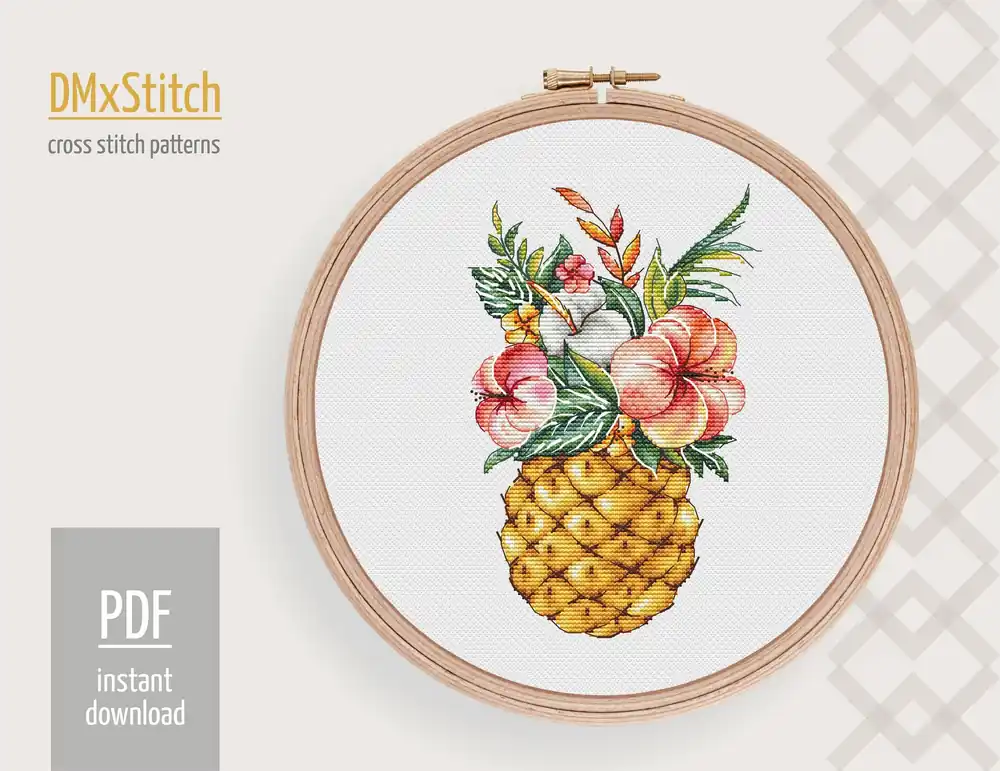 Pineapple Cross stitch pattern Flowers Cross Stitch pdf Modern cross stitch pattern Tropical Aloha cross stitch Counted cross stitch Fruit Last Chance