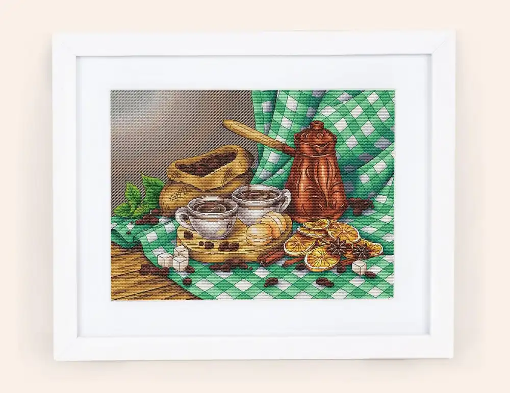 Coffee Still life Cross stitch pattern PDF for instant download Digital counted cross stitch chart DMC Cross stitch design, Food, Kitchen Place Order