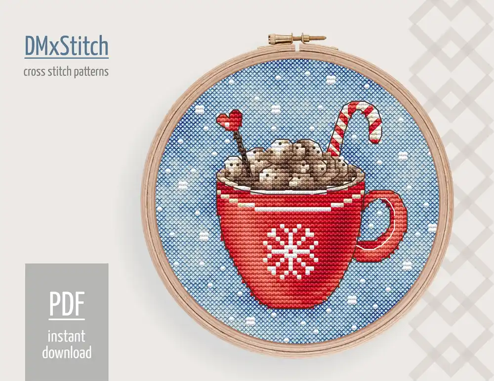 Mega Sale Coffee cup Cross stitch pattern Christmas Cross Stitch pdf Modern cross stitch pattern Cozy cross stitch Small Counted cross stitch