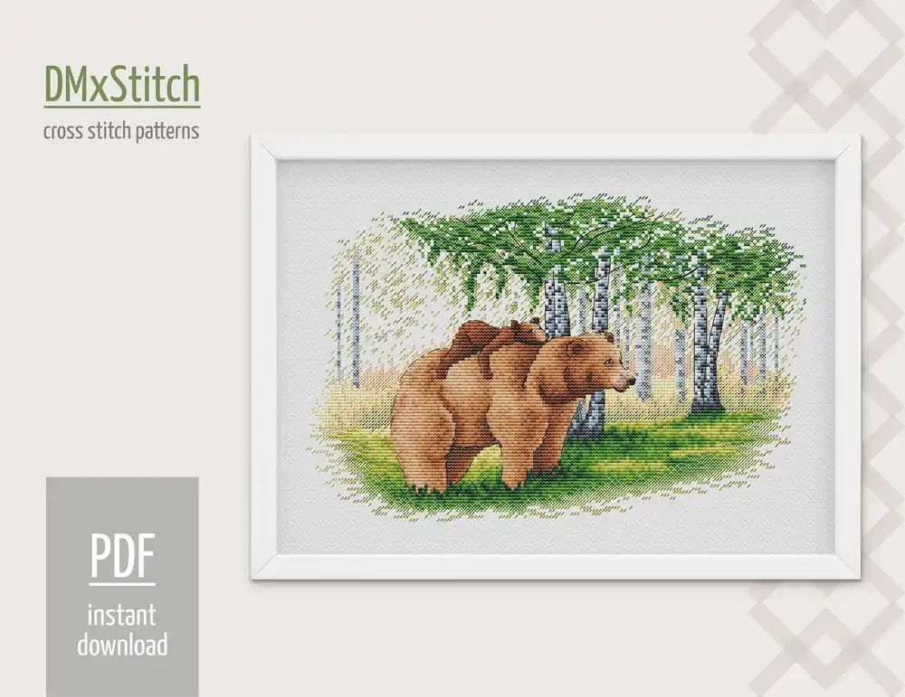 Bear Cross stitch pattern Woodland animal Cross Stitch pdf Modern cross stitch pattern Baby cross stitch Counted cross stitch Nursery Nature Limited Offer