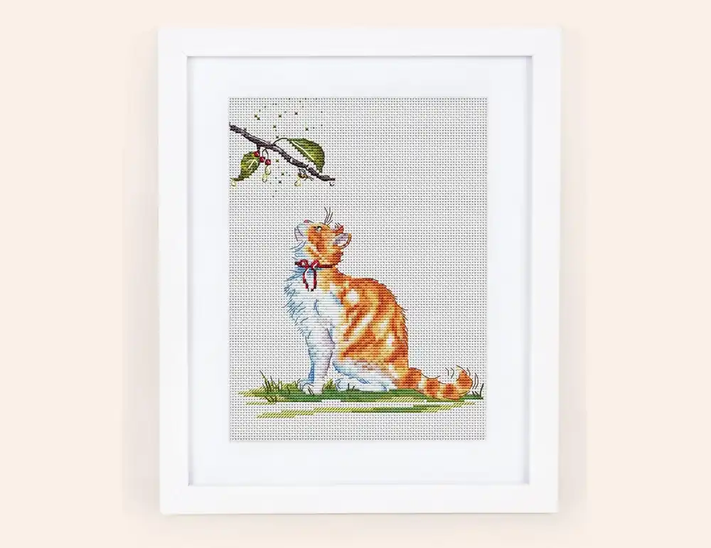 Instant Buy Cat Cross stitch pattern PDF for instant download Digital counted cross stitch chart Watercolor Cross stitch design Summer Nature Animal