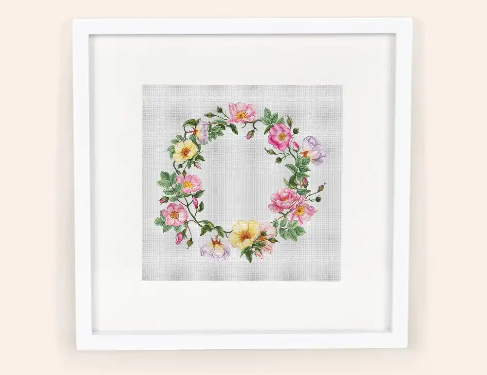 Direct From Manufacturer Flower wreath Cross stitch pattern PDF for instant download Digital counted cross stitch chart DMC Watercolor Cross stitch design Spring