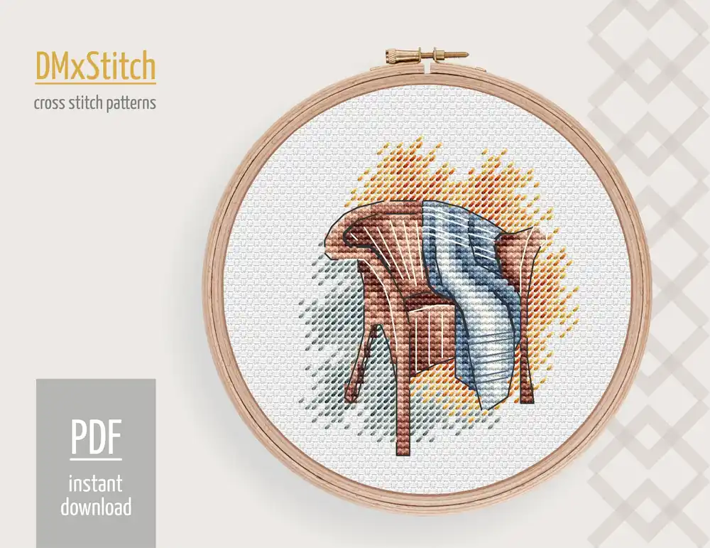 Chair Cross stitch pattern Fall Cross Stitch pdf Autumn cross stitch pattern Cozy cross stitch Modern Counted cross stitch Farm cross stitch Must Have