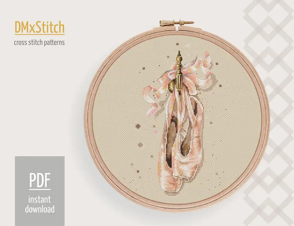 Low Price Ballet shoes Cross stitch pattern Dance Cross Stitch pdf Modern cross stitch pattern Cozy cross stitch Watercolor Counted cross stitch