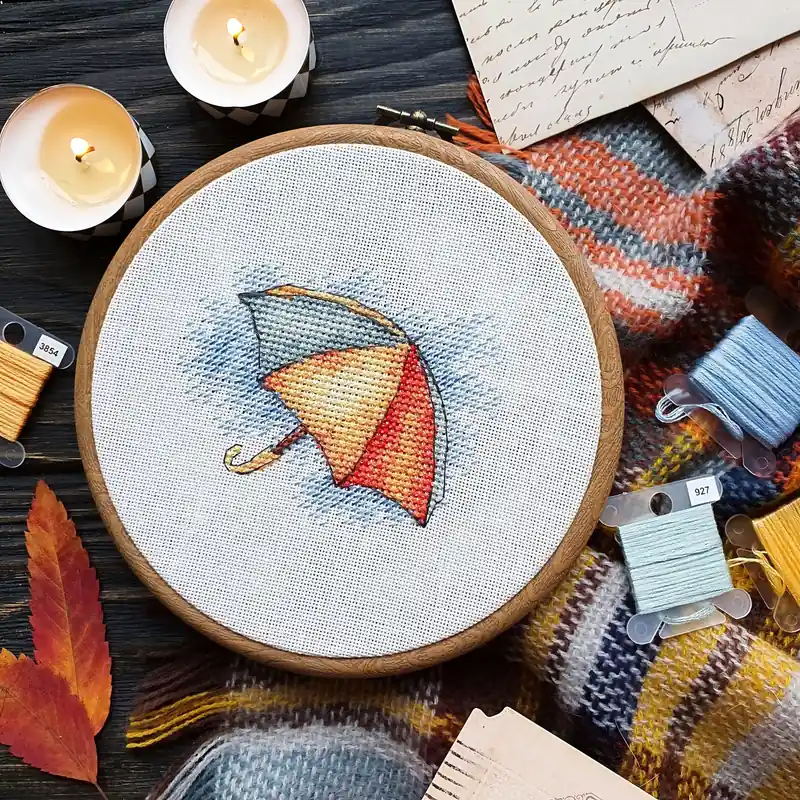 Umbrella Cross stitch pattern Fall Cross Stitch pdf Autumn cross stitch pattern Small cross stitch Modern Counted cross stitch Luxury