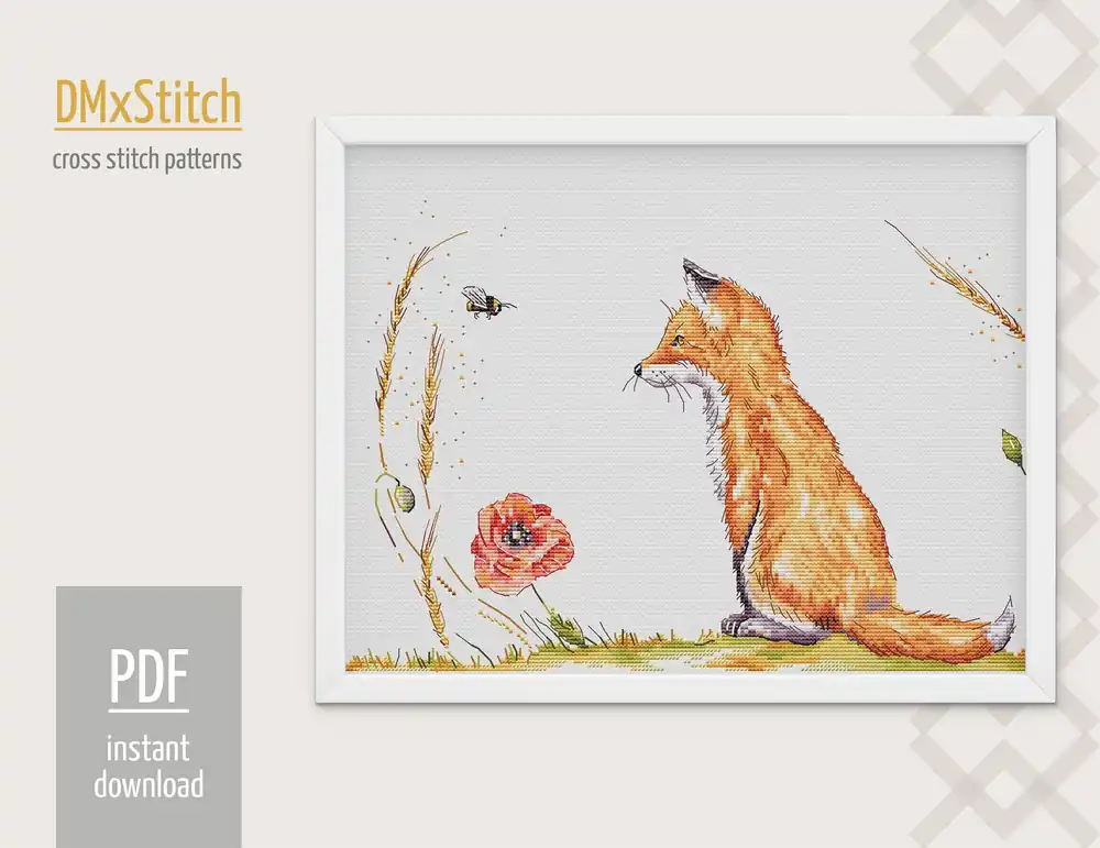 Fox Cross stitch pattern Funny Cross Stitch pdf Modern cross stitch pattern Nursery cross stitch Woodland animal cross stitch Handmade