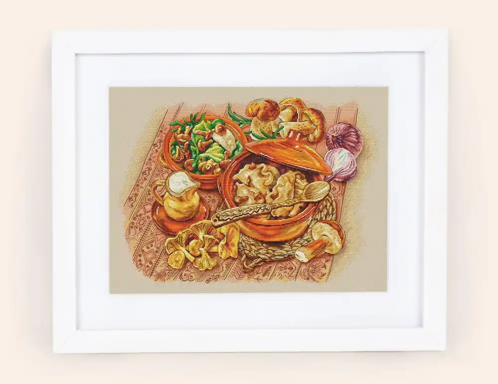 Trusted Brand Still life Cross stitch pattern PDF for instant download Digital counted cross stitch chart DMC Cross stitch design, Food, Kitchen Mushrooms