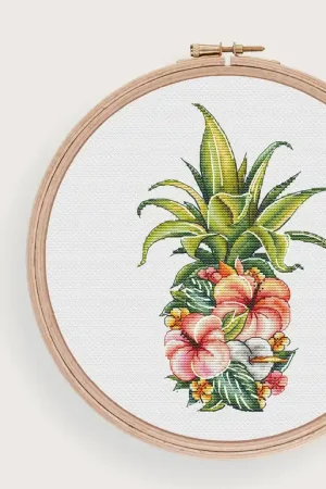 Worldwide Shipping Pineapple Cross stitch pattern Flowers Cross Stitch pdf Modern cross stitch pattern Tropical Aloha cross stitch Counted cross stitch Fruit