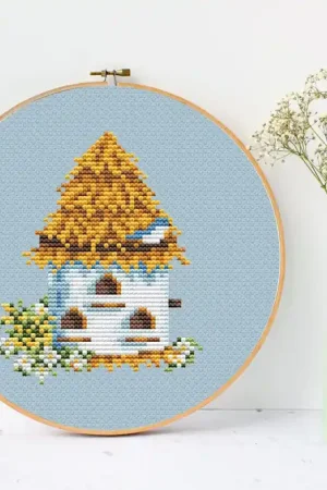 Affordable Birdhouse Cross stitch pattern Spring Cross Stitch pdf Modern cross stitch pattern Small cross stitch Easy cross stitch Counted cross stitch