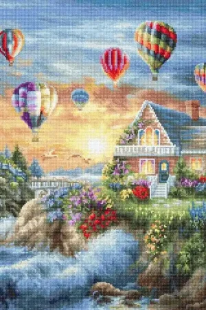 Balloons over Sunset Cove B614L Counted Cross-Stitch Kit Time-Limited