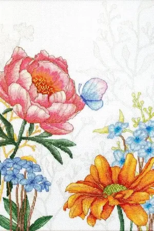 Exclusive Flowers and Butterfly BU4019L Counted Cross-Stitch Kit