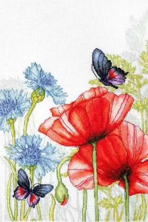 Poppies and Butterflies BU4018L Counted Cross-Stitch Kit Hot Picks