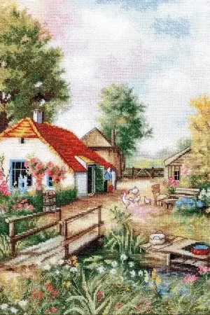 Village landscape BU4011L Counted Cross-Stitch Kit Same Day Shipping