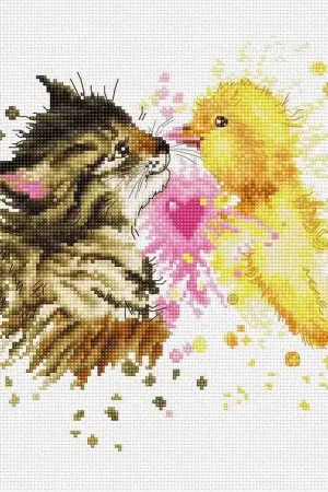 Kitten and Duckling B2301L Counted Cross-Stitch Kit Seasonal Sale