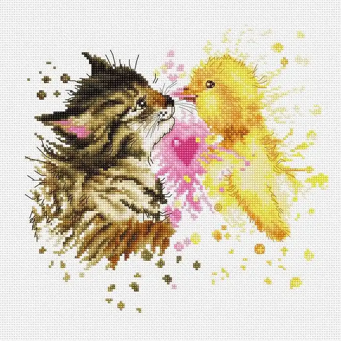 Kitten and Duckling B2301L Counted Cross-Stitch Kit Seasonal Sale
