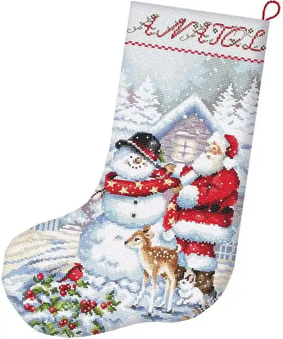 Counted Cross Stitch Kit Snowman and Santa Stocking L8016 Buy Today