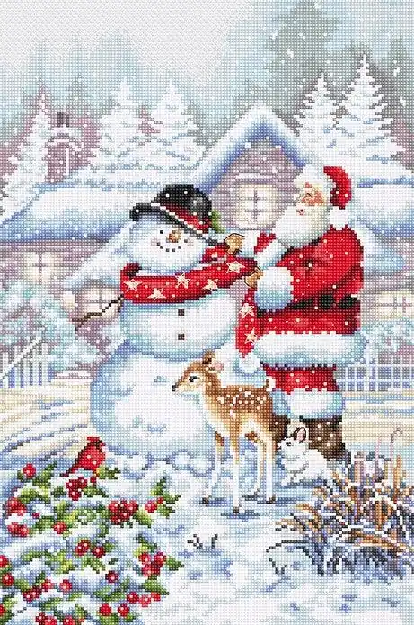 Counted Cross Stitch Kit Snowman and Santa L8015 Hot Picks