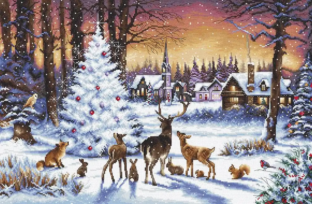 Counted Cross Stitch Kit Christmas Wood Leti947 Handmade