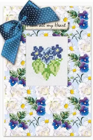 While Supplies Last Post Card SP-42L Blue Pansies Card Counted Cross-Stitch Kit