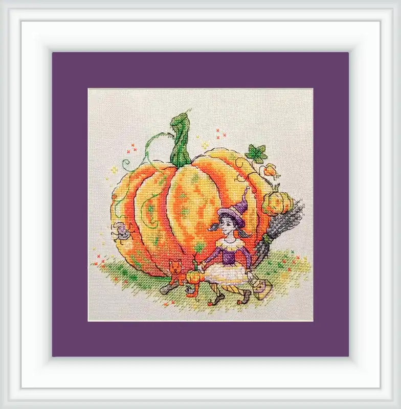 Halloween Pumpkin and Witch SP-06 Counted Cross-Stitch Kit Authentic