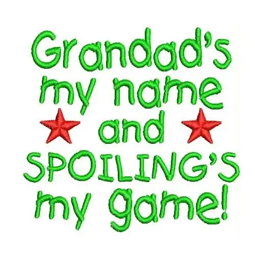 Grandad My Name Embroidery Design Authentic
