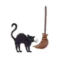 Cat & Broom Embroidery Design Flash Sale