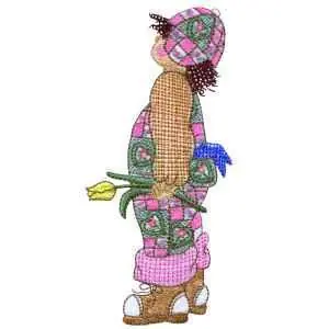 Girl With Tulip Embroidery Design Wholesale
