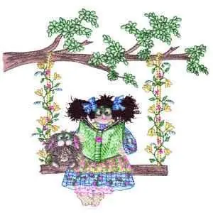 Factory Price Girl On Swing Embroidery Design