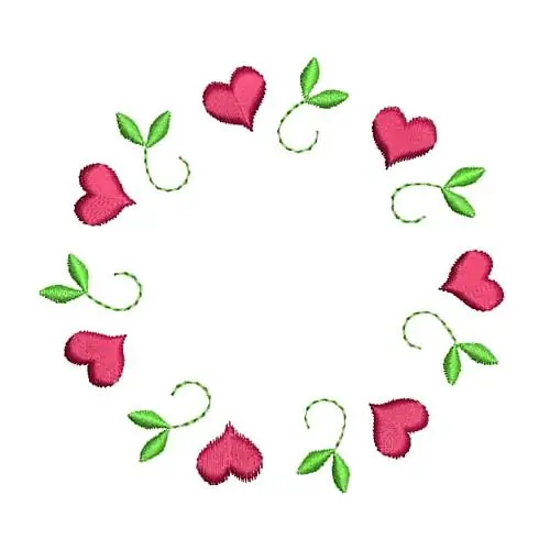 Hearts & Leaves Circle Embroidery Design Certified