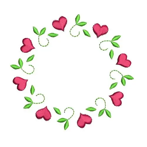 Hot Picks Heart & Leaf Circle Embroidery Design