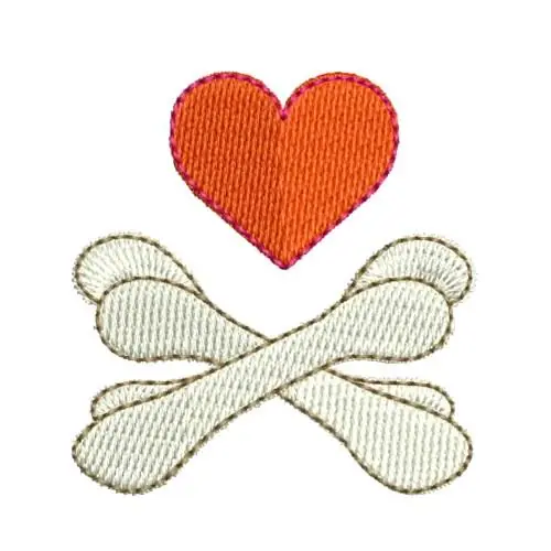 Heart & Cross Bones Embroidery Design Authentic